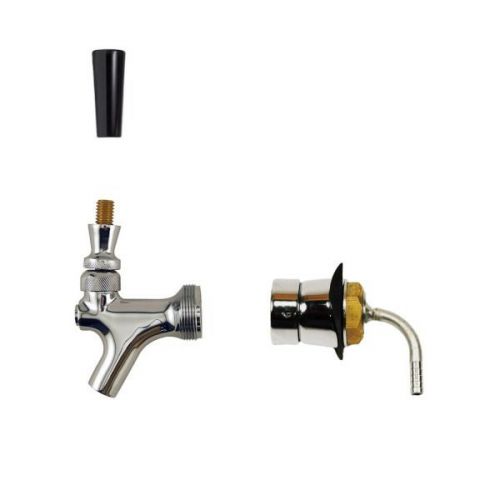 Beer tower shank with chrome plated brass faucet - kegerator draft beer supplies for sale