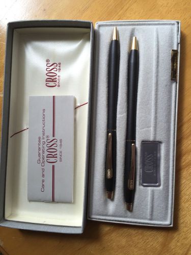 Cross Classic Century Ballpoint Pen &amp; Pencil Set Black/23 Kt. Gold Accents