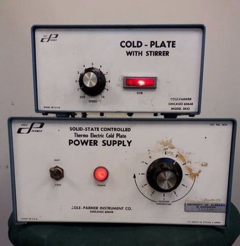 Cole Parmer Cold-Plate With Stirrer 3832 and Thermoelectric Power Supply 3834
