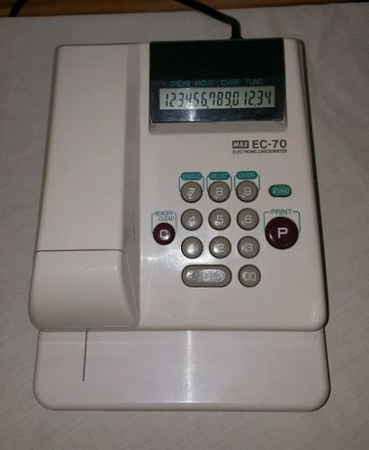 MAX EC-70 Electronic Check Writer Memory 14 Digit LCD Plug In Works Free Ship