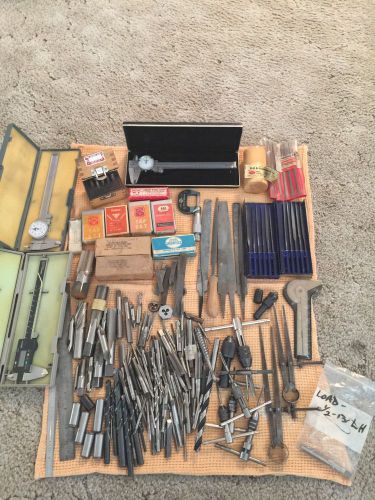 LOT OF MACHINIST TOOLS - Files, Drill Bits, Taps, Milling Bits, Calipers, More