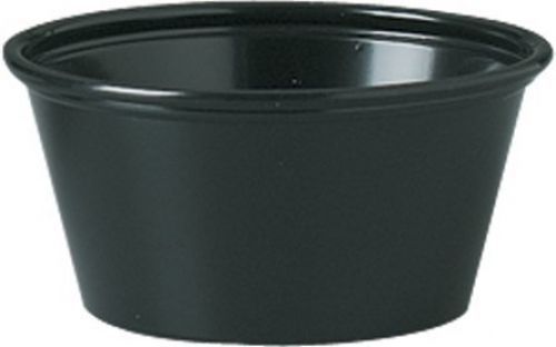 Sold individually solo plastic 1.5 oz black portion container for food, for sale