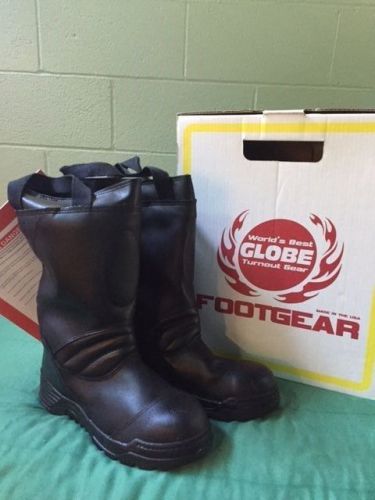 New globe foot gear shadow 14&#034; leather pull on fire boots 10.5 m turnout bunker for sale