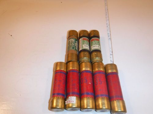 Lot of 8 Fuses - 2 Fusetron FRN-R-40 + 5 Eagle 35 Amp 250 + 1 REN 35 Buss