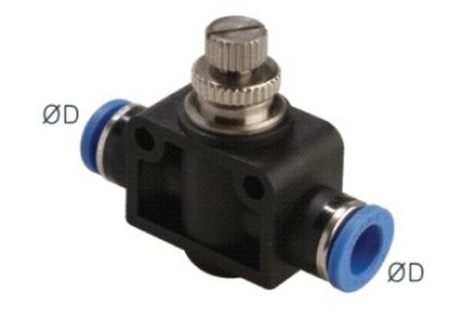 PneumaticPlus SCF-1/4 Air Flow Control Valve with Push-to-Connect Fitting In-...