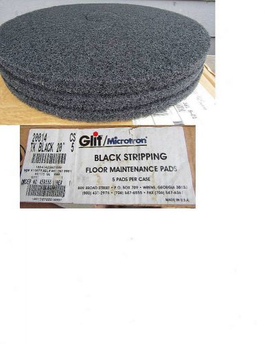 ( 5 ) NEW GLIT MICROTRON 20&#034; BLACK STRIPPING FLOOR BUFFER PADS