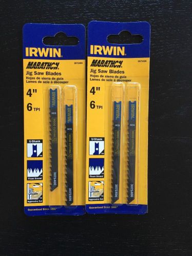 Lot of 2/ qty 2- 2 pack irwin 3071406 4&#034; 6tpi jig saw blades for sale