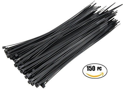 Zip Ties Heavy Duty 10 Inch, Black Nylon Cable Ties 150 Piece / Wire Ties by