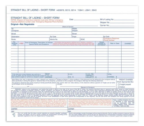 Adams Bill of Lading Short Form 8-1/2 x 7-7/16 Inches White 3-Part 250-Count ...