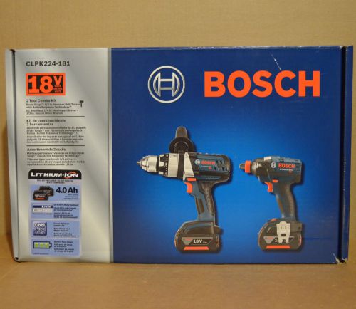 New Bosch CLPK224-181 18V Combo Kit: HDH181X Hammer Drill + IDH182 Impact Driver