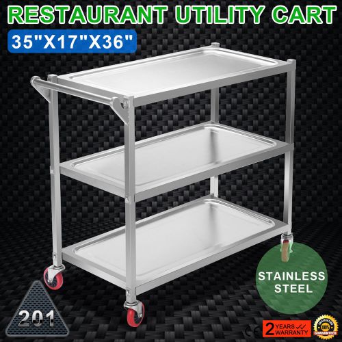 3 Tier Stainless Steel Catering Cart Serving Tray Servic Trolley Tea/Drinks