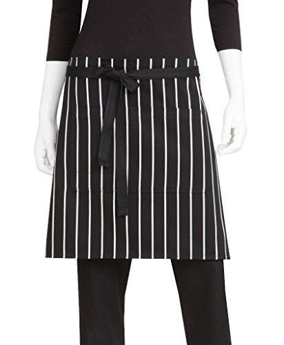 Chef Works AHWST001-BCS-0 Half Bistro Apron with Chalk Stripe, Black