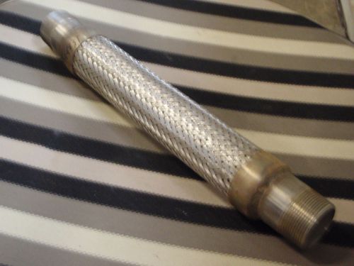 Braided Flexible Stainless Steel Hose Pump Connector . 1 1/2&#034; npt  X 16&#034; Long