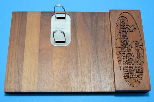 Walnut Wood Oil Rig etched Desk CAlender holder Lasercraft