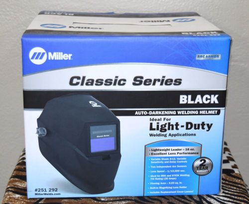 Miller auto-darkening welding helmet variable shade classic series black 251 292 for sale