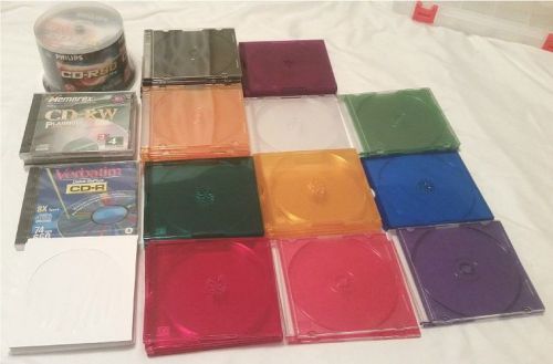 Lot of 130 mixed cd cases &amp; sleeves-phillips cd-r discs new &amp; used plus more for sale