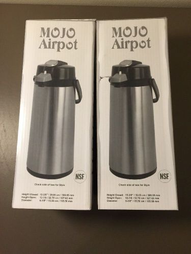 2 Mojo Airpot 2.2 Liter Coffee Stainless Steel Scratch Resistant NSF NEW In Box