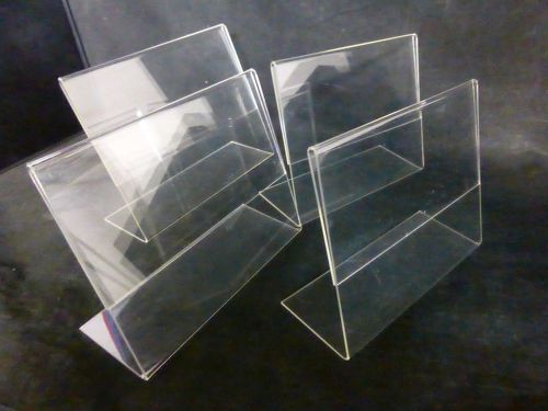 USED Lot of 4 Clear Slanted Acrylic 7 x 5.5 Sign Flyer Menu Holder Display