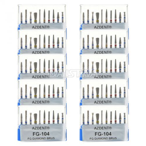 100pcs Dental Diamond Burs Set Drills Inlay Preparation Kit 10 Cases FG-104
