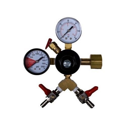 Taprite co2 primary regulator, dual gauge with dual 5/16&#034; hose barbs - usa made for sale