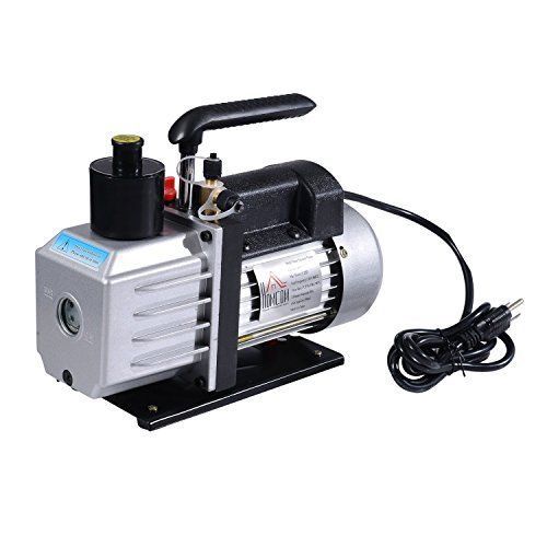 Homcom single stage 7 cfm rotary vane vacuum pump - black/silver for sale