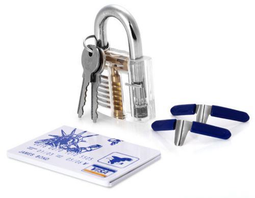 Credit Card Lock Pick Set - with Practise Padlock and Shims
