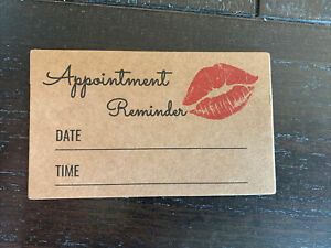 100~Rustic Kraft Appointment Reminder Cards, Lips~heart