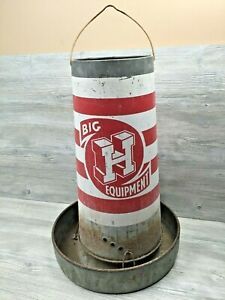 Vintage Big H Equipment Galvanized Metal Livestock Feeder Advertising