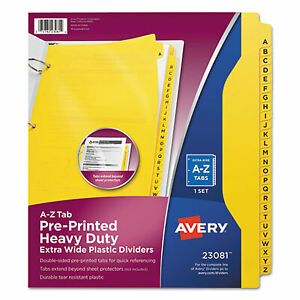 Avery Divider,A-Z,26 Tab,Yl 23081 23081  - 1 Each