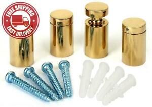 TOPNIKE Brass Flat Top Sign Standoffs, Standoff Holder Screw, 3/4&#034; x 1, Polished