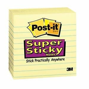 Post-it Super Sticky Notes 4x4 in 6 Pads 2x the Sticking Power Canary Yellow ...