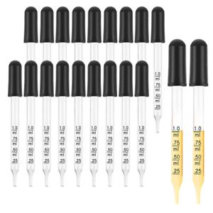 Eye Dropper for Essential Oils 20 PCS - Pipettes Dropper with Black Rubber Head,