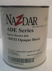 Nazdar ADE Series Epoxy Screen Ink, ADE52 Opaque Black, one qt. can. Six cans.