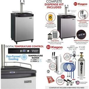 Kegco Keg Dispenser, Two Faucet, Stainless Steel