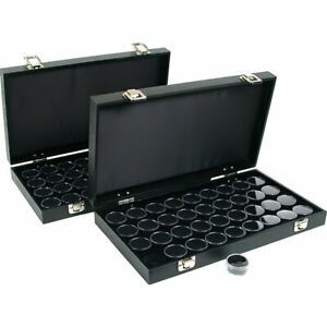 72 Gem Jars Black Display Tray Gemstone Travel Case