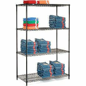 Nexel Black Epoxy Wire Shelving Starter 48&#034;W x 14&#034;D x 54&#034;H 14485B  - 1 Each