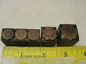 VINTAGE LOT OF 5 METAL &amp; WOOD  PRINTERS BLOCKS AMERICAN LEGION EMBLEM