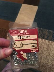 Metal number 6/2 inch hex head self drilling zinc 100 pieces crown bolt