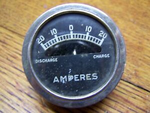 Vintage Panel Amperes Meter 20 amp discharge and charge Chrome and Brass old car