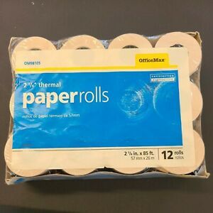 Office Max 2 1/4&#034; x 85&#039; Thermal Paper Rolls # OM98105 12 Rolls New FREE SHIP