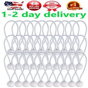 AOPRIE 30 Pcs Bungee Cords with Balls 4 inch White Ball Bungees Heavy Duty Tarp