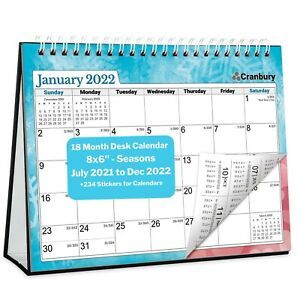 CRANBURY Small Desk Calendar 2021-2022 - (8x6, Seasons) Use Standing Calendar...