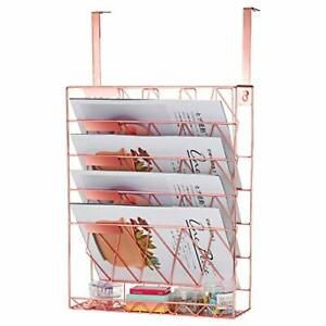 Hanging Wall File Holder,Wall Mounted File Folder Organizer for Rose Gold