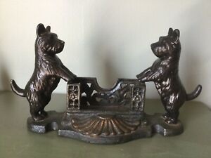 CAST IRON BUSINESS CARD HOLDER, SCOTTIE DOGS, DESK ACCESSORY