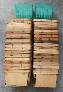 One Quart Wooden Berry Baskets 38 count  plus 9 plastic pints
