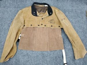 Black Stallion XL Heavy Duty Cowhide Brown Leather Welding Half Jacket Bib