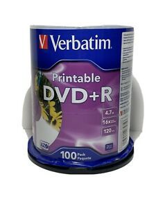 Verbatim Printable DVD+R 4.7 GB 120 min 16X Speed 85 Pack Brand New SEALED