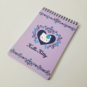 Hello Kitty Spiral Notepad Purple Blue Flower Soft Cover Journal Notebook Kawaii