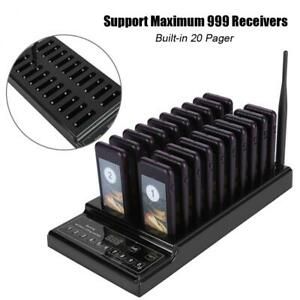 Restaurant Queuing Calling System Pager 999 Channel 1 Transmitter+20 Receivers