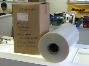 16&#034; inch 457mm Wide POF 19 MICRON SHRINK WRAP FILM 1000 METER ROLL 75 GAUGE